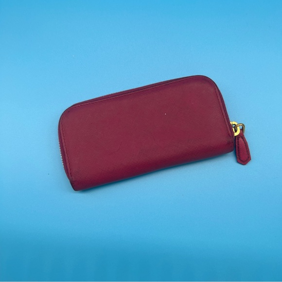 Prada saffiano leather zip key pouch in pink - Picture 2 of 8